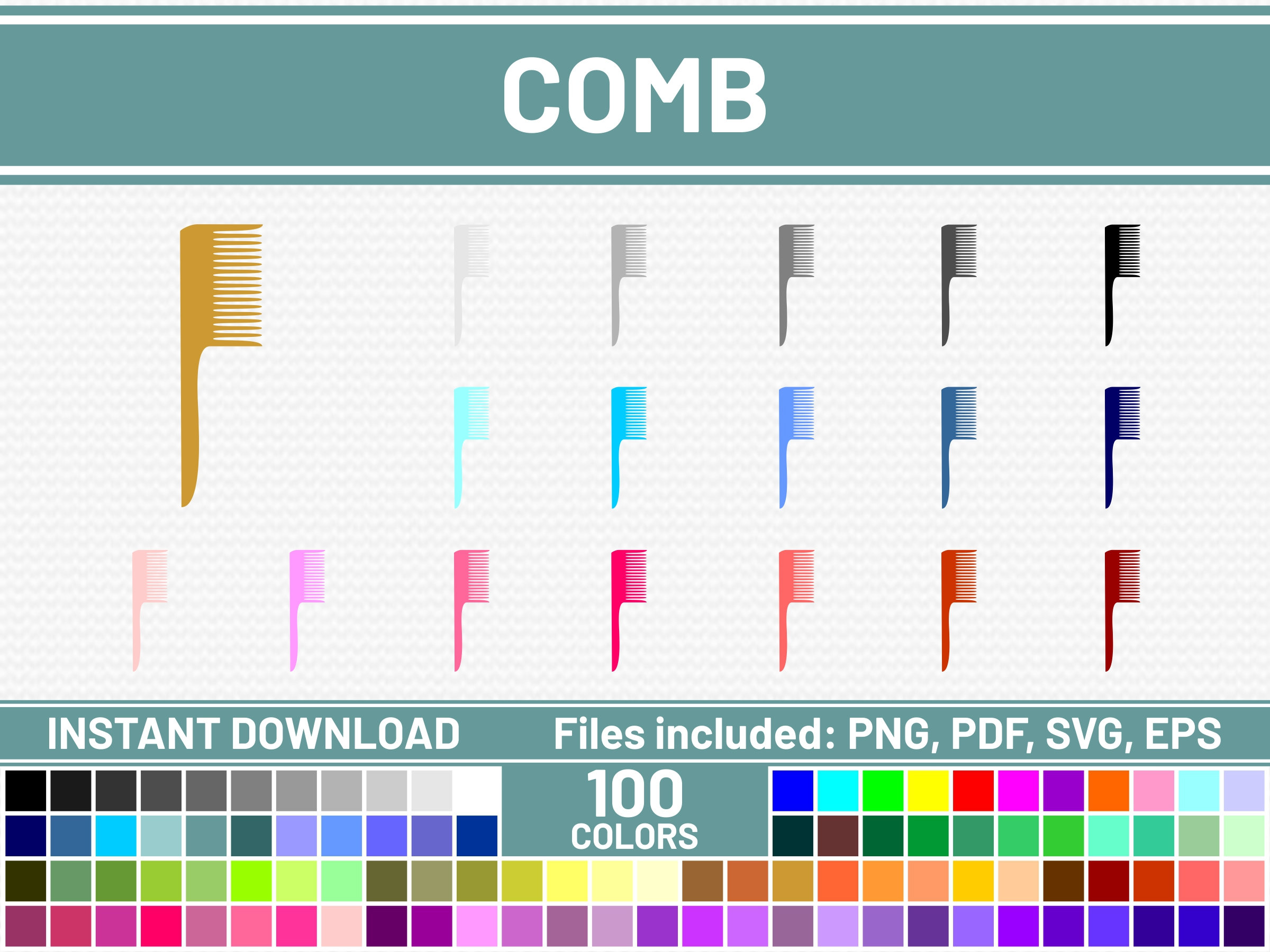 100 Comb Svg File Commercial Use Svg Salon Svg Bundle Comb Etsy