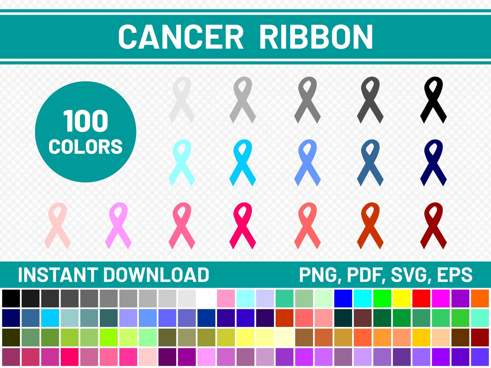 Download 100 Cancer Ribbon SVG Files Commercial Use SVG Bundle Ribbon | Etsy