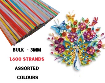 3mm Wide 1600 Quilling Paper Strips Various Rainbow Colours Craft Handmade UK