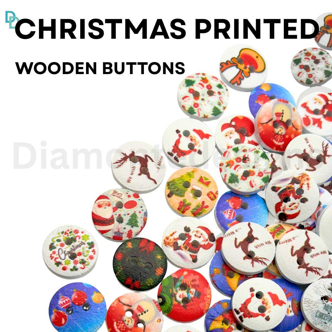 100 Stuks Kerstman Knopen Xmas 2 Gaten Knopen Houten Vakantieknopen Hout Breien Knopen Houten Knopen Houten Kerstknopen Kerst Decor Decoratieve Knopen Tekenfilm Houten Gesp Bamboe