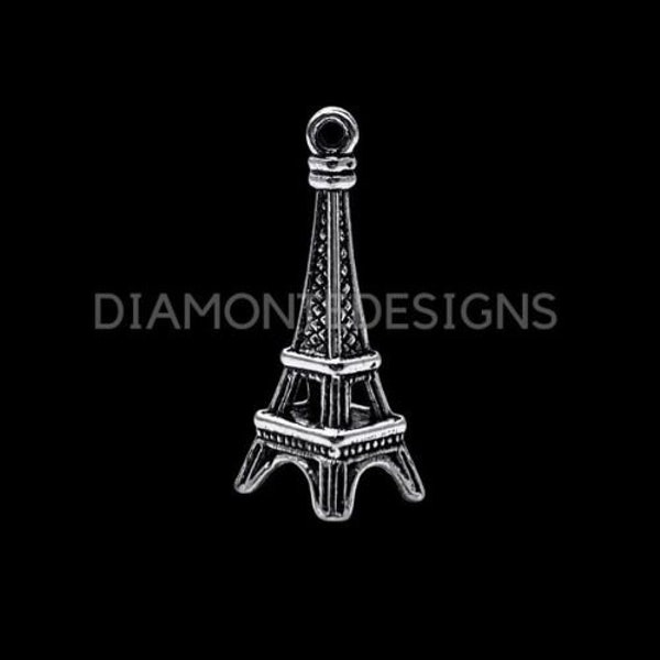 10 Pcs - 25mm Argent Tibétain Tour Eiffel 3D Charms Bijoux Bijoux C147