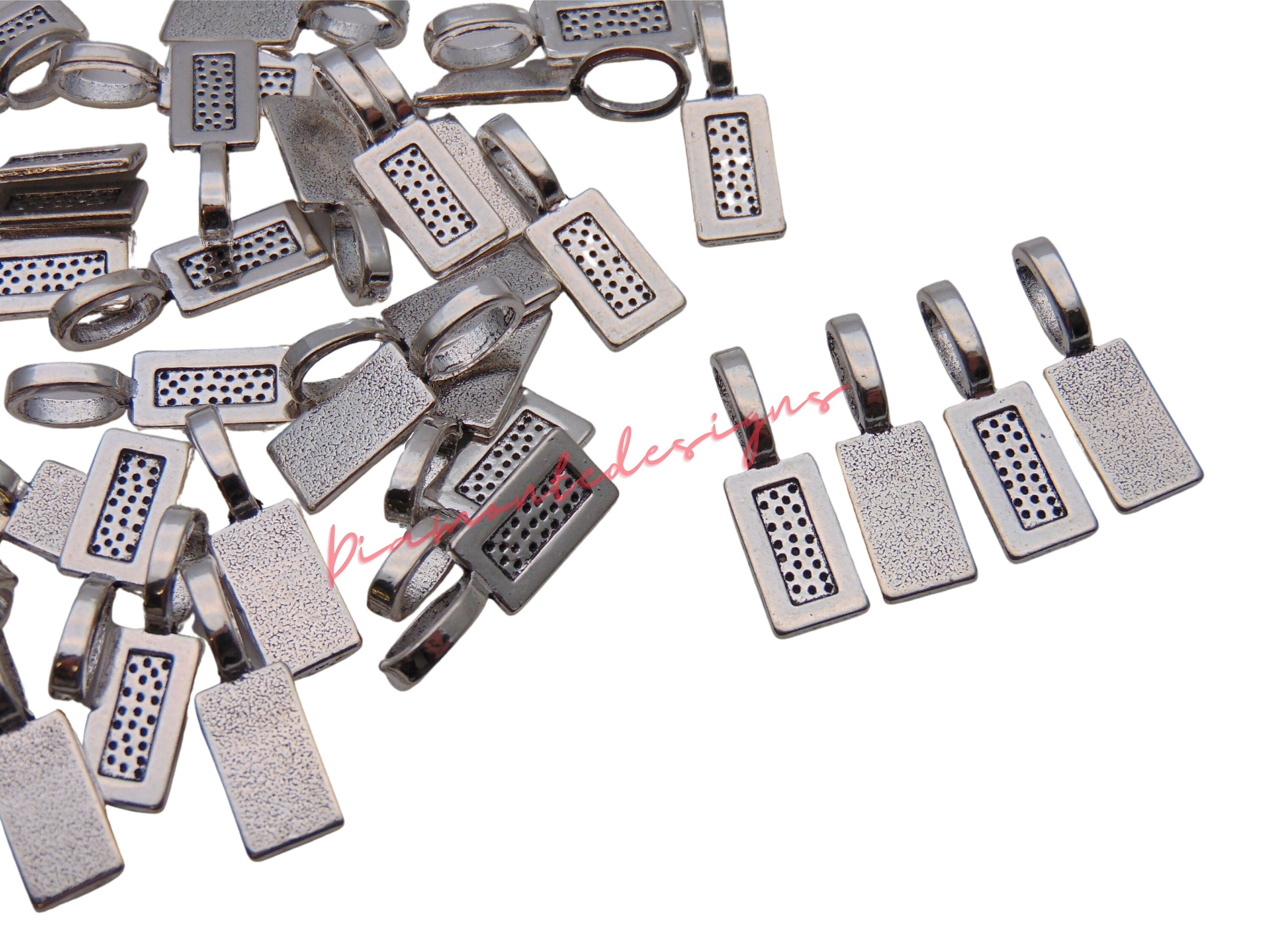 Ciondolo Rettangolare Con Bails AK13 – Argento Tibetano, 26x8mm, Incollabile, Alta Qualità