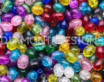 50 piezas - Cuentas de craquelado de vidrio ovalado de colores mezclados 8,5 mm x 6,5 mm Cuenta de joyería i168
