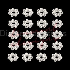 100 pezzi - 6 mm Perline distanziatrici a forma di margherita placcate in argento Gioielli Artigianali Perline F290