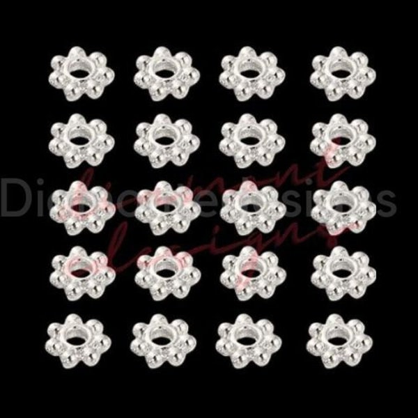 100 Pcs - 6mm Silver Plated Daisy Spacer Beads Jewellery Craft Beading F290