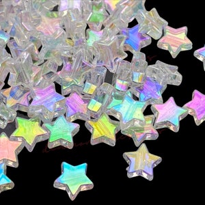 100 PACK 20mm Transparent Star Acrylic Beads, 20x18mm, Mixed Color, Rainbow  Bead, Transparent Star Bead, Colorful, Faceted, 3mm Hole 