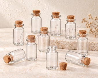 Mini Glas mit Korkdeckel,kleines Glas,Mini Einmachglas,Andenken winziges Glasfläschchen,Klarglas Mini Fläschchen Halskette Anhänger,Miniatur Fläschchen