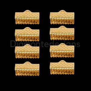 Gold Plated 13mm x 8mm Jewellery Ribbon End Clasps Cord Ends Claw Findings Craft UK