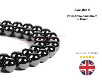 8mm Grade A Round Loose Beads 15.5 inch Full Strand-Wholesale Price-Beads In Bulk Titanium Noir Black Hematite Gemstone 6mm