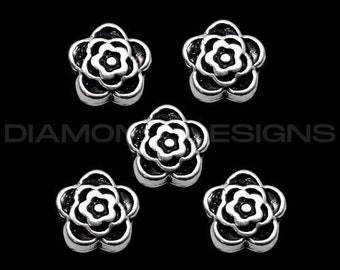 Lot De 30 Perles Fleurs En Argent Tibétain 8x8 Mm - Parfaites Pour Bijoux DIY Et Créations Artisanales