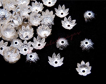 10mm Silver Plated Flower Petal Style Bead Caps Jewellery Findings Craft UK