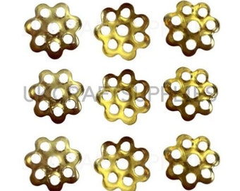 Gold Plated 8mm Jewellery Making Bead Caps Findings Craft Beading