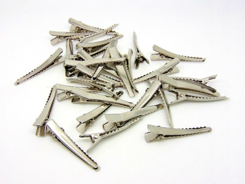 Curved Alligator Hair Clips 45mm Silver Metal Crocodile Clips Etsy