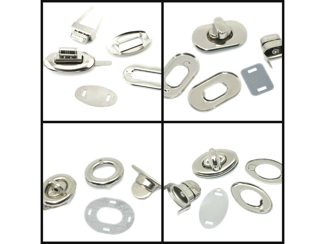 2 Complete Twist Lock Clasp Sets & Snap Clasp for Purses Bags Clasps