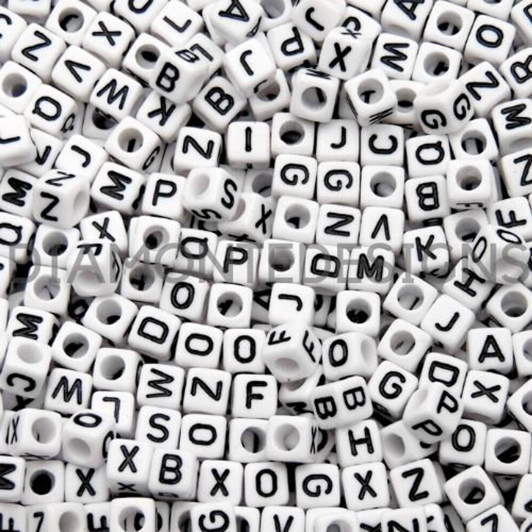 20/50/550Pcs Cube Acrylic Letter Beads Single