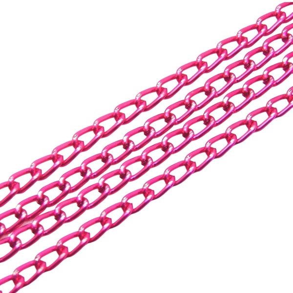 1 Metre Of Hot Pink Etched Aluminium Chain Necklace Jewellery Findings Craft  F98