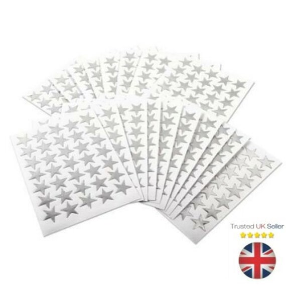 350 Silver Stars School Teacher Reward Stickers Self Adhesive 15mm I31 