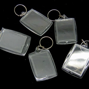 5 Pcs - Clear Acrylic Blank Keyrings / Key Ring 50mm x 40mm Photo Insert B156