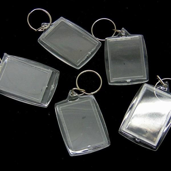 5 Pcs - Clear Acrylic Blank Keyrings / Key Ring 50mm x 40mm Photo Insert Q56