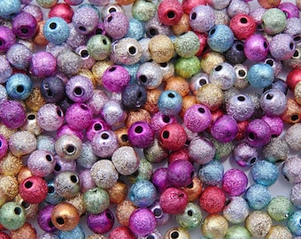 Stardust Rainbow Acryl-Perlen Rund – 6 Mm, 100 Stück, Regenbogenfarben