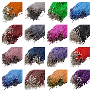 5 Pcs New Organza Ribbon & Waxed Cord Necklace With Lobster and Chain UK SELLER