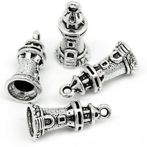 10 Pcs Tibetan Silver 3D Lighthouse Charms Pendants Seaside Beach Nautical K37