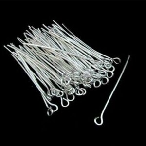 200 Pcs - 35mm Silver Plated Eye Pins Jewellery Craft Findings Beading A199