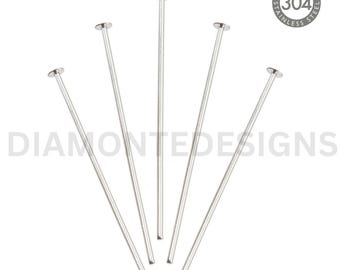 100 pezzi di perni con testa in acciaio inossidabile da 20 mm a 50 mm per gioielli, perline e testa UK