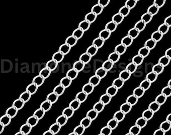 1 Metre Silver Plated Curb Chain 5mm x 3.5mm Links Jewellery Craft C96