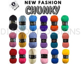 Woolcraft new fashion CHUNKY Knitting Yarn Wool - 100g Ball