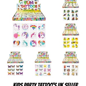 72 tatuajes temporales para niños, rellenos para bolsas de fiesta, superhéroes, unicornios, piratas, mascotas, etc.