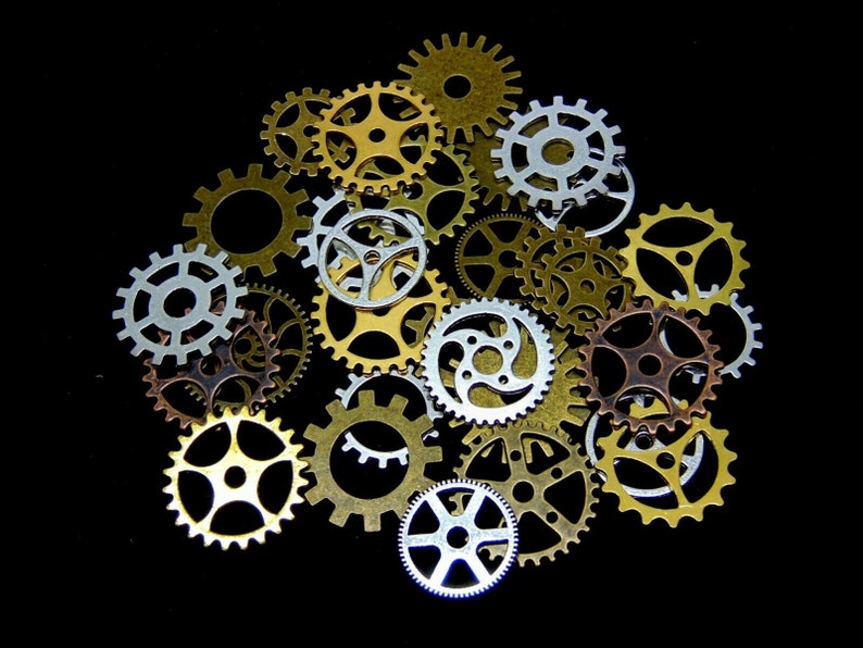 Green Stuff World Steampunk Set – 85g Of Spiral Cogs And Gears, Medium Size, For Jewellery Making & Crafts - View #2