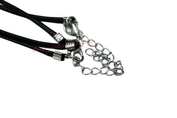 Collana Con Cordino In Finta Pelle Scamosciata Da 2 Mm Realizzata Con Catene Di Ferro E Fermagli Ad Artiglio Di Aragosta Blu Di Prussia 44x0 2cm - Foto 6