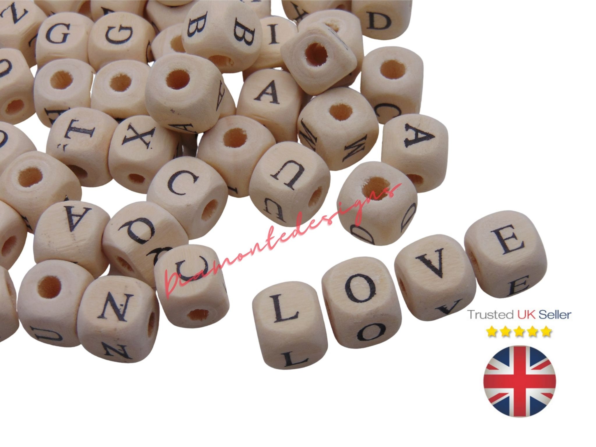 8/10mm Square Dyed Alphabet Wood Beads: Mixed🌳🔠 – RainbowShop for Craft