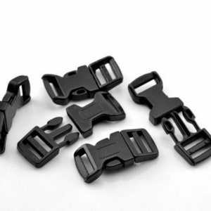  50 Pack 3/8 Inch Plastic Quick Side Release Buckles Curved  Contoured Paracord Bracelets Clasps Buckle Clips Masks Dog Collar Bag  Straps Backpack DIY Crafts Black