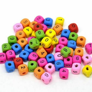 Colorful Cube Number Beads, Number Charms, Lucky Number Pendant, Brigh