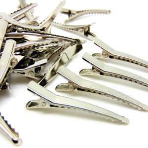 Curved Alligator Hair Clips 45mm Silver Metal Crocodile Clips Bows Barette A137