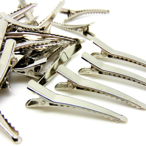 45mm Alligator Hair Clips Silver Metal Crocodile for Bows Etsy