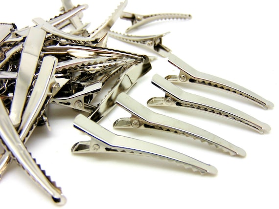 Curved Alligator Hair Clips 45mm Silver Metal Crocodile Clips - Etsy Curved Alligator Hair Clips 45mm Silver Metal Crocodile Clips - Etsy