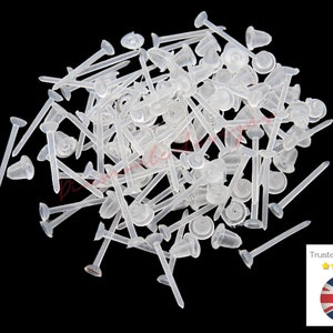 50PCS/25 Fronts & 25 Backs of Clear Plastic Earrings, Nose Piercing  Transparent Invisible Retainer Studs Surgery, Scan, School, Job 