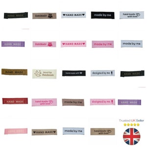 20 Pcs Fabric Woven Labels Sew On Garment Label Handmade Craft Tags Handmade UK