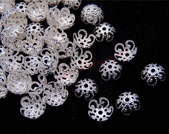 10mm Silver Plated Filigree Bead Caps Jewellery Findings Craft UK