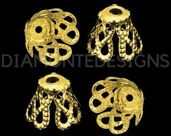 Gold Plated 7.5mm Filigree Style Bell Bead Caps Jewellery Craft Findings