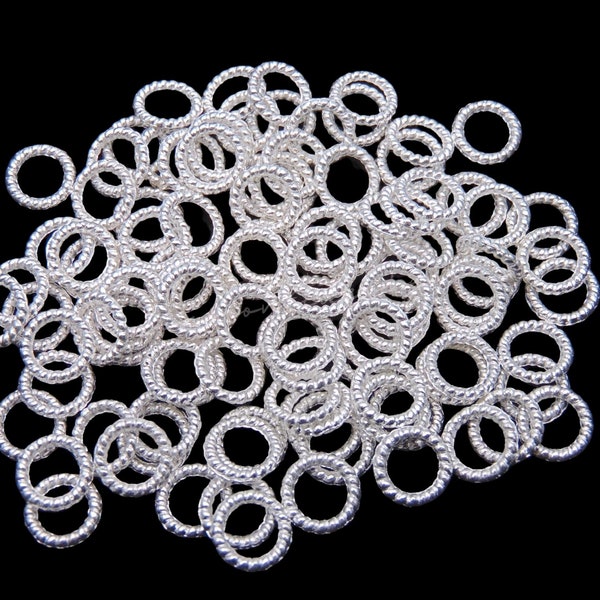 8mm Bright Silver Plated Twisted Closed Jump ring Craft Beading UK