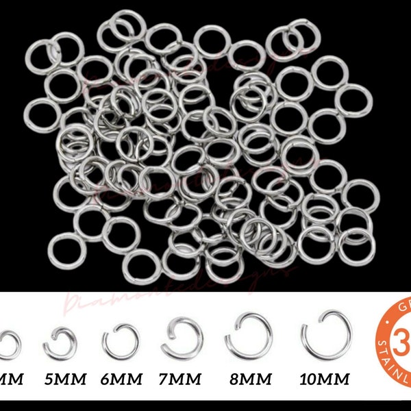 200 anneaux en acier inoxydable 304, 3 mm - 10 mm, accessoires de bijouterie Beading UK
