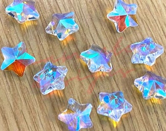 10 Pcs 13mm Crystal Ab Glass Faceted Star Charms Beads Cut Glass Pendant Charm