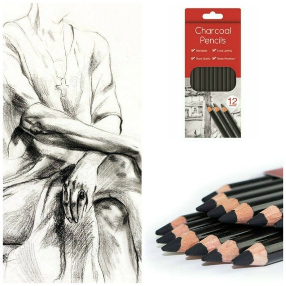 12 Charcoal Artist Pencils for Drawing Sketching Shading Draw Tones Shades  UK 