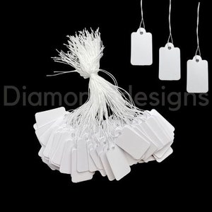 NOGIS 500pcs Price Tags with String Attached White Marking Tag Small Paper Price  Labels Clothing Hanging Stickers Blank Labeling Strung Label Hang Tags for Pricing  Jewelry Yard Sale Retail 