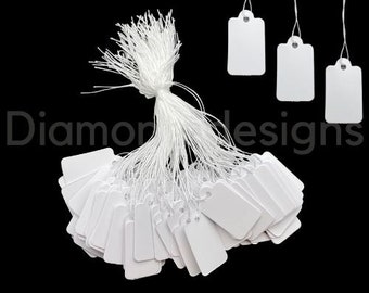 100 x Plain White Strung Price Labels Tie On Tags Ideal for Gift Jewellery F331
