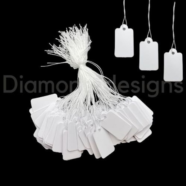 100 x Plain White Strung Price Labels Tie On Tags Ideal for Gift Jewellery F331